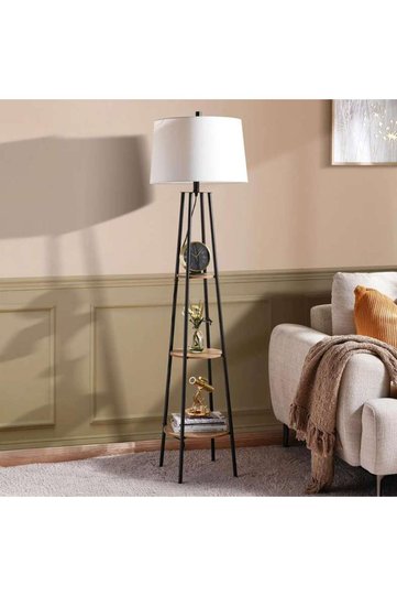 Wilbur E27 Shelf Floor Lamp Dia 40.5x154cm - Black