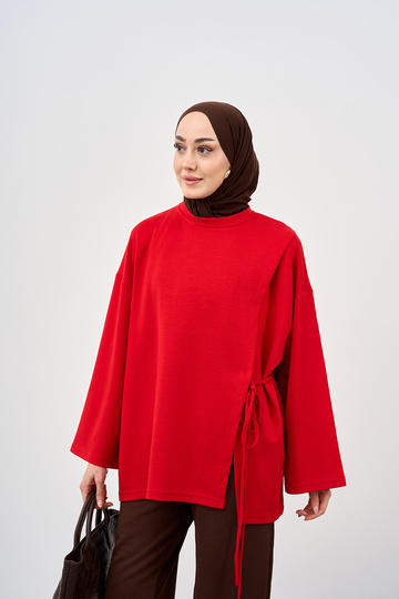 Women's Side Tie Tunic Red