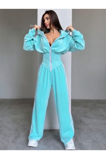 Silk Velvet Jumpsuit with Waist Corset