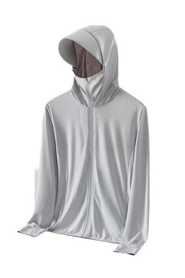 Grey Skinny Fit Hooded Sun Protection Jacket
