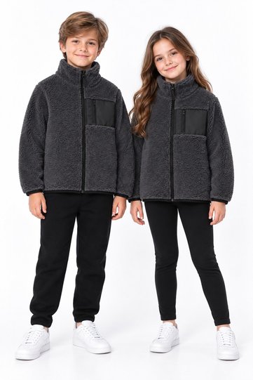 Welsoft Plush Zippered Winter Vest Cardigan for Girls and Boys (Full Fit)