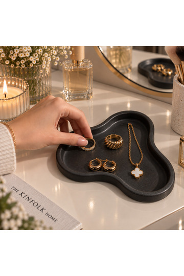 Decorative Jewelry Tray – Organic Form Jewelry, Handmade Stone Powder Ring and Accessory Tray – Makeup Table Decor