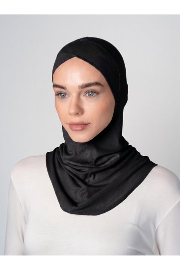Cross Hijab Neck Collar Bonnet - Black - (St232), (Id 3423201)