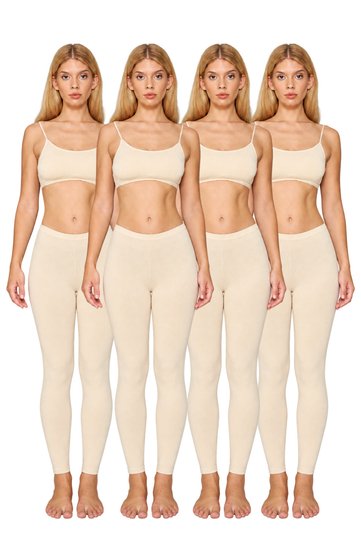 4 Pcs Skin Color Combed Cotton Long Leggings, 95% Cotton 5% Lycra Comfortable Long Leggings, Women's Long Leggings, Combed Cotton Long Leggings, Leggings, Soft Long Leggings, Cotton Leggings, Plus Size Leggings