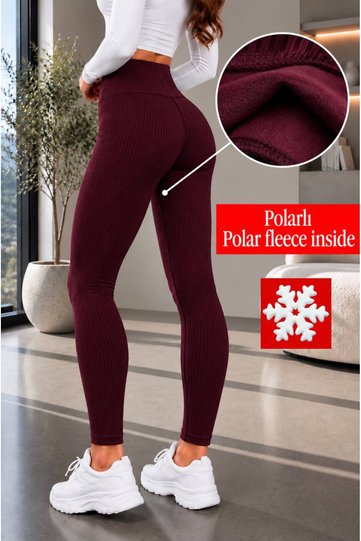 Women's High Waist Ribbed Shaping Leggings with Fleece Lining