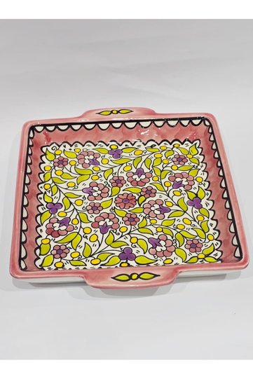 Handmade square ceramic dish (23 x 23 cm)