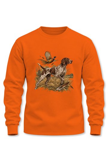 Pointer Nature Themed Crew Neck Long Sleeve 3 Thread Threaded Hunter Sweatshirt