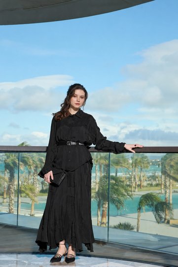 Elegant Textured Shirt and Skirt Se