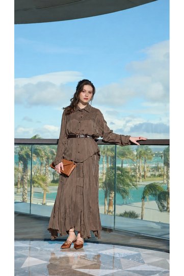 Elegant Textured Shirt and Skirt Se