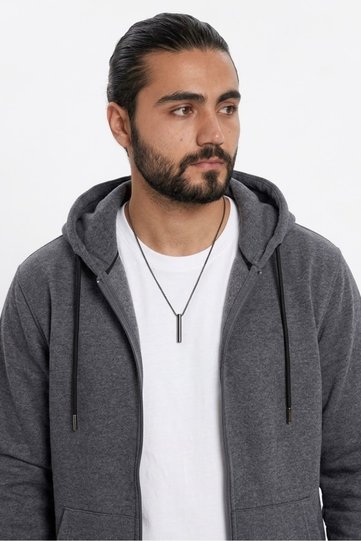 Men's Smoked Hooded Jacket Relax Fit Comfortable Cut Cotton 2-Ply Fleece Inside Double Pockets Zippered Cardigan