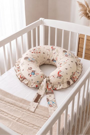 Ruffle Breastfeeding Pillow, Baby Support Cushion, Maternity Pillow, Cotton Fabric, Ruffle Series, Animal