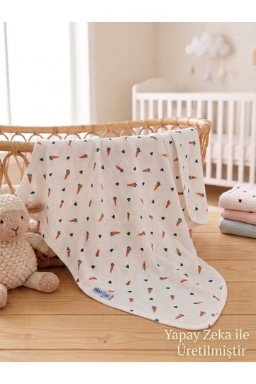 Newborn Baby Blanket Cotton Single-Layer Ribbed Combed Cotton Stroller Cover 80*90