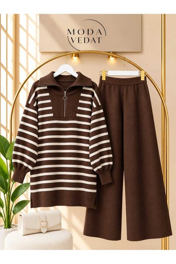 Women's Stripe Detailed Knitwear Set