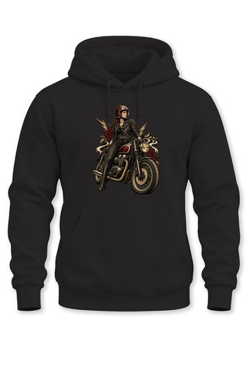 Unisex Vintage Women's Biker Printed Hooded Sweatshirt – Biker Motorcycle Hoodie