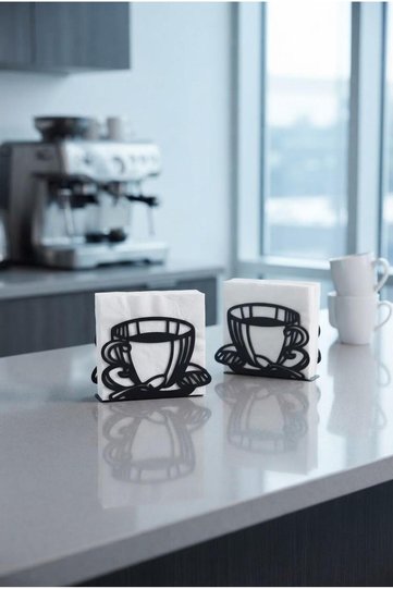2-Piece Black Metal Cup Napkin Holder, Decorative Desktop, Napkin Holder, Napkin Holder, Square Napkin Holder 13X10 cm