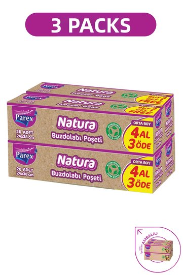Natura Refrigerator Bags Medium Size 20 Pieces 24 X 38 cm Four Pack Three Packs