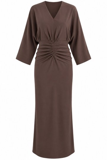 Tencel Bat Sleeve Dress Brown