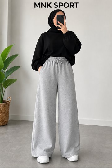 MNK SPORT Women's Black Baggy Loose Fit Stretchy Comfortable Fabric Sweatpants