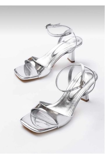 Women's Heel Sandals Silver Color