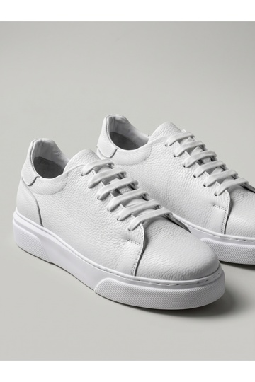 Genuine Leather White Men's Sneaker – Lightweight, Orthopedic Casual Shoes
