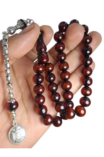 Original Fire Amber 11 mm Oven-Fired Antique Prayer Beads Suitable for Daily Use