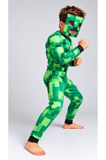 Pixel Muscle Boy Costume – Green Block Character Costume