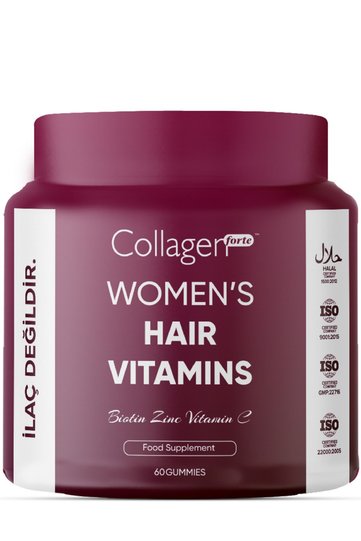 Hair Vitamin, Biotin, Folic Acid, Vitamin A, B3, B6, B12, Vitamin C, 60 Gummies 120g
