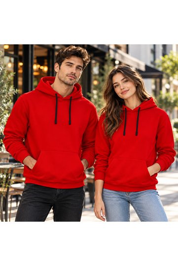 Unisex Hooded Sweatshirt with Kangaroo Pocket, Drawstring, Regular Fit, Daily Basic Hoodie