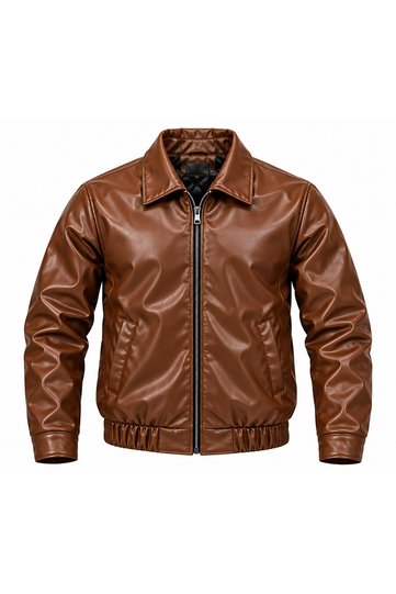 Men's Pu Leather Premium Bomber Coat Quilted Lined Leather Jacket Water and Wind Resistant