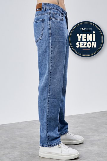Men's Light Blue Washed Straight/Baggy Fit 100% Cotton Jean Denim Trousers Chris