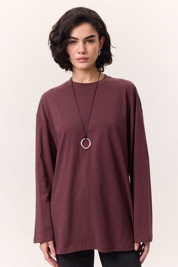 Wide Sleeve Oversize Tshirt Bordo