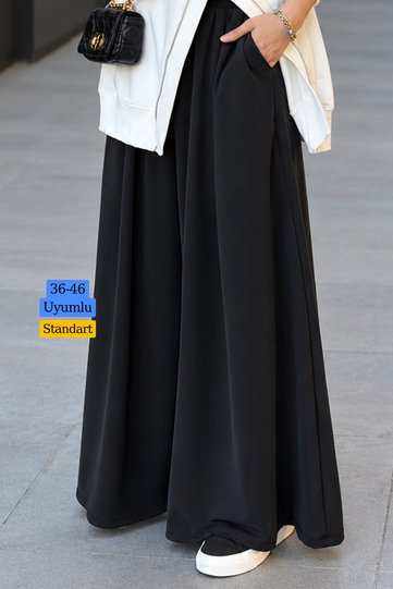 Women's Seasonal Cupra Pique Fabric Full Length Skirt Trousers 373 Black - Premium Series
