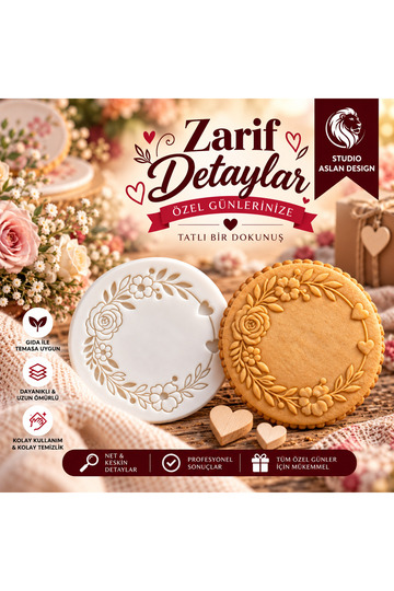 Floral Frame Sugarcraft Mold |   Rose and Heart Pattern Cookie Stamp Promise Engagement Wedding Birthday Mold