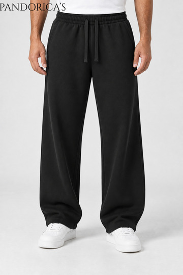 Unisex Black Baggy Tracksuit 100% Cotton 3 Thread Seasonal/Winter