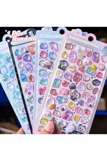 1Pc Cartoon and Beautiful 3D Stereoscopic Acrylic Crystal Stickers for Girls Decorative Stickers