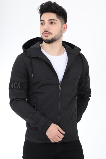 Style Combination Black Piece Hooded Seasonal Coat Pldp 2907