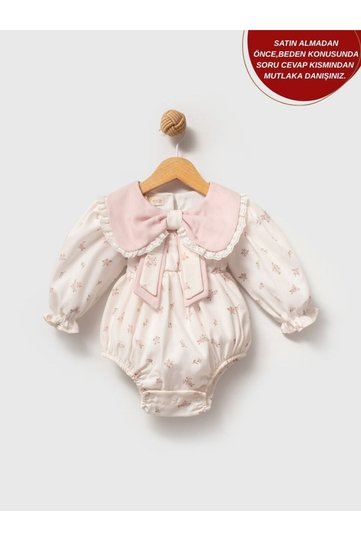 Lana Baby Girl's Crispy Floral Patterned Eid Special Day Romper Jumpsuit