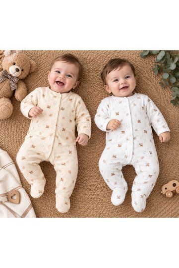 Newborn Baby Boy 100% Cotton Patterned 2-Piece Jumpsuit Set with Booties 3-6 Months