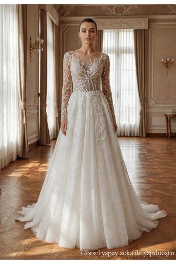 Off-White A-Line Helen Straps Wedding Dress