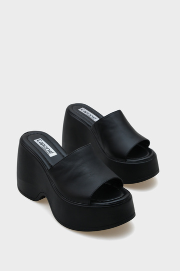 Lena Genuine Leather High Padded Heel Women's Slippers