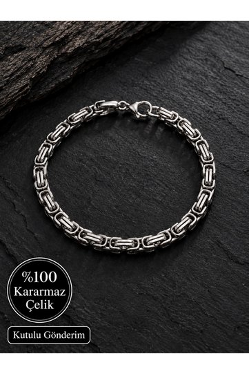 King Chain Bracelet 316L Stainless Tarnish Resistant Steel Silver Color Boxed