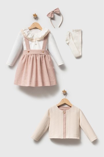 Clara Dress for Girls: Long-Sleeved Sweatshirt, Headband, Socks, and Long-Sleeved Shirt—100% Cotton Premium 4-Piece Set