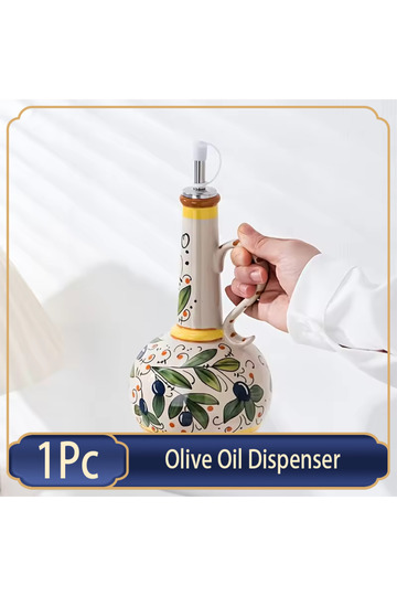 Olive BPA-Free Olive Oil Dispenser Underglaze Embossed Ceramic Oil Vinegar Can Kitchen Accessories S