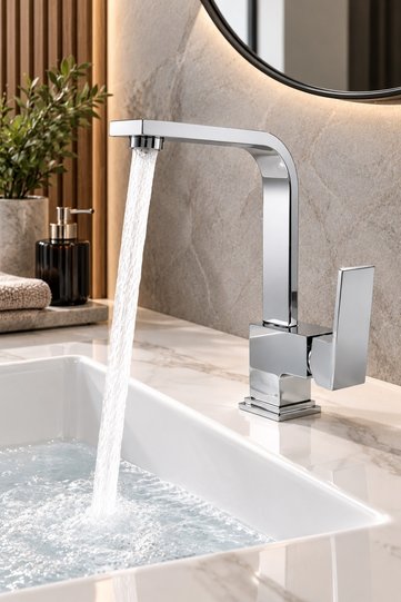 Short Chrome Luxury Corner Mix Open Close Bathroom Sink Faucet