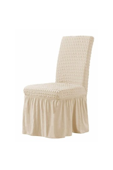 Bürümcük Chair Cover, Chair Cover with Skirt Natural 1 Piece