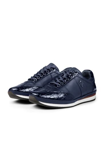 Marvelous Genuine Leather Men's Casual Shoes Navy Blue