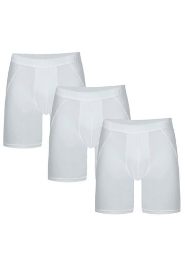 Men's White Long Modal Boxers - Economical Pack of 3