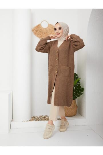 Women's Buttoned Pocket Knitwear Loose Cardigan