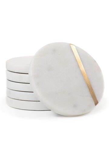 White Coaster - White Marble Coaster Set of 6