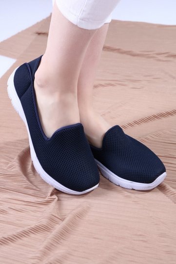 Women's Navy Blue Flexible Faylon Sole Full Orthopedic Mesh Daily Sports Ballerina Shoes Ser-035
